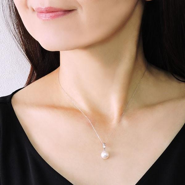 真珠 ネックレス パール レーザーホールダイヤモンド オーロラ花珠