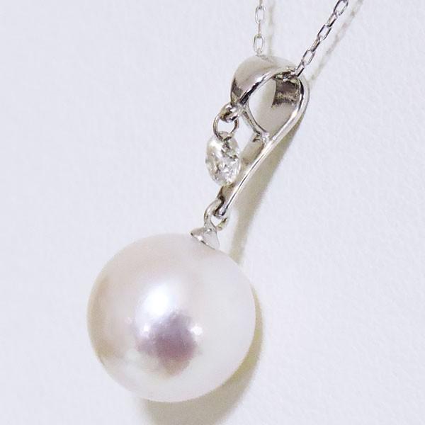 真珠　天然ダイアモンド 真珠 ネックレス パール レーザーホールダイヤモンド オーロラ花珠