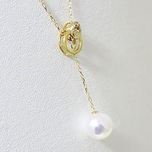 真珠 ネックレス ネックレス Wループデザイン スライド調整 あこや本真珠 8mm ダイヤモンド k18 イエローゴールド 送料無料 プレゼント ご褒美 自分買い pu_3