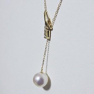 真珠 ネックレス ネックレス スライド調整 チェーン前後調整可 あこや本真珠 8mm ダイヤモンド k18 イエローゴールド 送料無料 プレゼント ギフト pu_2