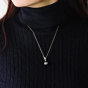 ペンダントネックレス スライド調整 チェーン前後調整可 タヒチ黒蝶真珠 10mm ダイヤモンド k18 イエローゴールド 送料無料 プレゼント ご褒美 自分買い pu_7
