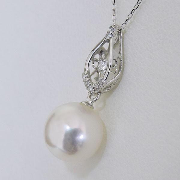 紫*花様 真珠ネックレス ホワイト シルバー留め具 真珠 ネックレス パール ティアドロップ型 しずく型 あこや本