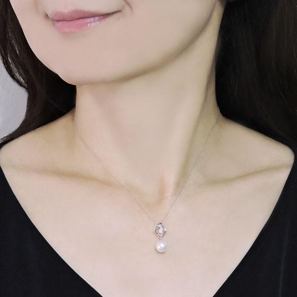 真珠 ネックレス パール レーザーホール ひし形 オーロラ花珠あこや本 