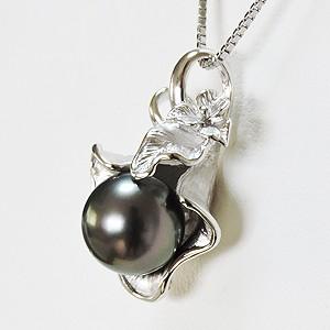 ネックレスペンダント 黒真珠 ブラックパール 10mm 真珠ネックレス パールネックレス シルバー パール パーティー 送料無料 プレゼント ご褒美 自分買い puの画像