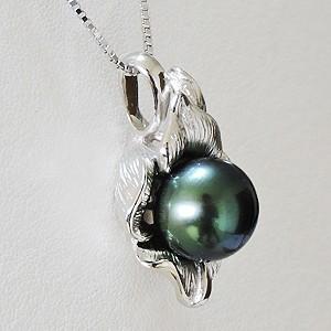 ネックレスペンダント 黒真珠 ブラックパール 10mm 真珠ネックレス パールネックレス シルバー パール パーティー 送料無料 プレゼント ご褒美 自分買い puの画像
