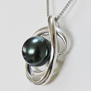 ネックレスペンダント パール 黒真珠 ブラックパール 真珠ネックレス パールネックレス シルバー チェーン 送料無料 プレゼント ギフト ご褒美 自分買い puの画像