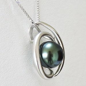 ネックレスペンダント パール 黒真珠 ブラックパール 10mm 真珠ネックレス パールネックレス シルバー 送料無料 プレゼント ギフト ご褒美 自分買い puの画像