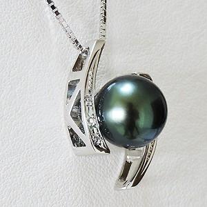 ネックレスペンダント パール 黒真珠 ブラックパール 真珠ネックレス パールネックレス キュービックジルコニア付 送料無料 プレゼント ご褒美 自分買い puの画像