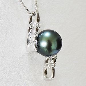ネックレス ペンダント パール 黒真珠 ブラックパール 10mm 真珠ネックレス パールネックレス キュービックジルコニア き プレゼント ギフト 自分買い puの画像