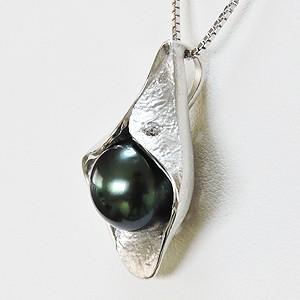 ネックレス ペンダント パール 黒真珠 10mm ブラックパール キュービックジルコニア 真珠ネックレス パールネックレス プレゼント ギフト ご褒美 自分買い puの画像