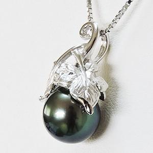 ネックレス ペンダント パール 黒真珠 ブラックパール 10mm 真珠ネックレス パールネックレス シルバー 送料無料 送料無料 プレゼント ギフト 自分買い puの画像