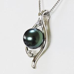 ネックレス ペンダント パール 黒真珠 ブラックパール 真珠ネックレス パールネックレス キュービックジルコニア 送料無料 プレゼント ギフト 自分買い puの画像