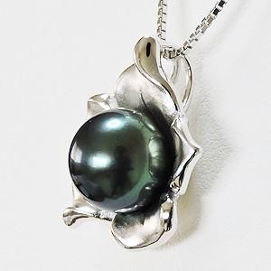 ペンダント ネックレス パール 黒真珠 ブラックパール 10mm 真珠ネックレス パールネックレス シルバー 2次会 送料無料 プレゼント ギフト 自分買い puの画像