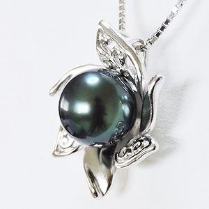 ペンダント ネックレス パール 黒真珠 ブラックパール 10mm 真珠ネックレス パールネックレス シルバー 2次会 送料無料 プレゼント ギフト 自分買い puの画像