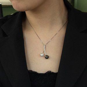 南洋白蝶真珠 タヒチ黒蝶真珠 ネックレス ダイヤモンド パール 