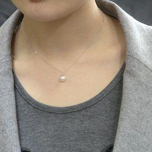 アコヤ本真珠 ペンダントネックレス ダイヤモンド パール 7.5-8mm ピンクホワイト系 pt900 プラチナ チェーン付 送料無料 プレゼント ギフト 自分買い puの画像