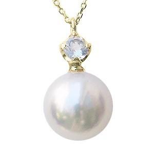 真珠 ネックレス あこや本真珠 8mm k18 ゴールド ムーンストーン