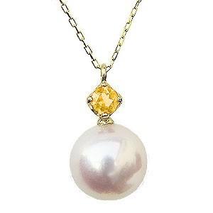 真珠 ネックレス 真珠 パール シトリン k18 18金 ゴールド あこや 本真珠 8mm 誕生日 11月誕生石 プレゼント ギフト ご褒美 自分買い p