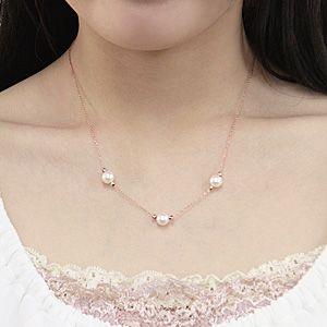 パール 真珠 パールネックレス 真珠ネックレス ステーションネックレス スルーネックレス ピンクゴールド k18 18金 送料無料 プレゼント ご褒美 自分買い puの画像