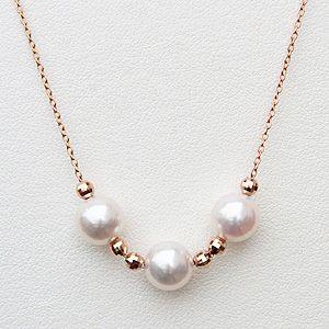 パール 真珠 パールネックレス 真珠ネックレス ステーションネックレス スルーネックレス ピンクゴールド k18 18金 送料無料 プレゼント ご褒美 自分買い puの画像