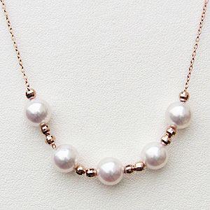 真珠 パール パールネックレス 真珠ネックレス ステーションネックレス スルーネックレス ピンクゴールド k18 送料無料 プレゼント ギフト 自分買い puの画像