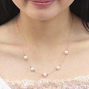 アコヤ真珠ベビーパール、ピンクトルマリン、3WAYネックレス アコヤ