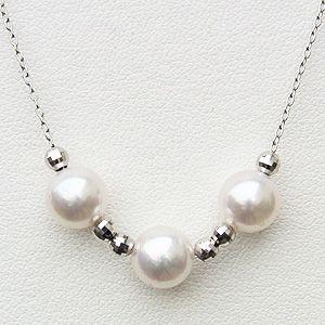 真珠 ネックレス パール ネックレス 真珠 スルー ステーション k18 k18 18金 ホワイトゴールド 送料無料 ラッピング無料 プレゼント ギフト 自分買い puの画像