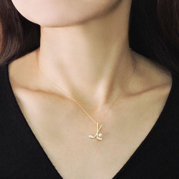 真珠 ネックレス Wゴルフクラブモチーフ あこや本真珠 3.5-4mm