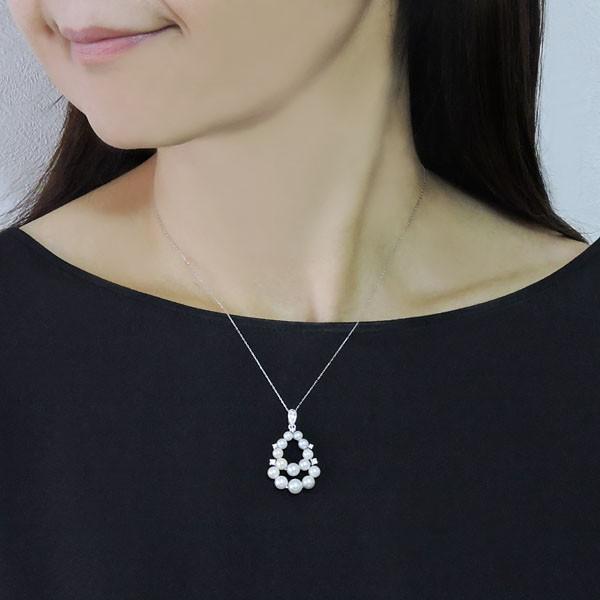 真珠 ネックレス パール 複数珠 2重円 可愛い あこや本真珠 0.13ct 