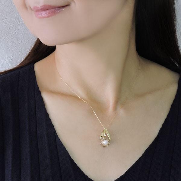 美品！あこやパール あこや真珠 ネックレス　18K ダイヤモンド 花珠 ゴールド 真珠 ネックレス フラワーモチーフ 花咲くパール あこや本真珠