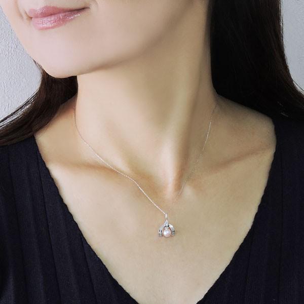 真珠 ネックレス パール ネックレス 字 二重 あこや本真珠 0.01ct ダイヤモンド k18 ホワイトゴールド レディース プレゼント ギフト ご褒美 自分買い puの画像