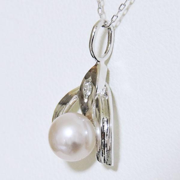 真珠 ネックレス パール ネックレス 字 二重 あこや本真珠 0.01ct ダイヤモンド k18 ホワイトゴールド レディース プレゼント ギフト ご褒美 自分買い puの画像