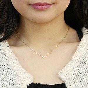 ハート ダイヤモンドペンダント ネックレスイエローゴールド k18 送料無料 ジュエリー カジュアル 人気 プレゼント ギフト ご褒美 自分買い puの画像