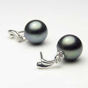パール ピアス 18金 18k 真珠 ブラック 黒真珠 8mm k18 ホワイト