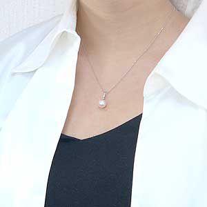 真珠 パール ペンダントトップ ペンダント あこや本真珠 直径8.0mm ダイヤモンド 0.07ct k18 ホワイトゴールド 送料無料 プレゼント ギフト 自分買い puの画像