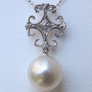 真珠 パール ペンダントトップ ヘッド 南洋白蝶真珠 12mm pt900