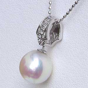 真珠 パール ペンダントトップ ペンダント あこや本真珠 直径8.0mm ダイヤモンド 0.03ct k18 ホワイトゴールド 送料無料 プレゼント ギフト 自分買い puの画像