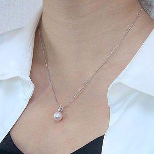 真珠 パール ペンダントトップ ペンダント あこや本真珠 直径8.5mm ダイヤモンド 0.08ct プラチナ 送料無料 プレゼント ギフト ご褒美 自分買い puの画像