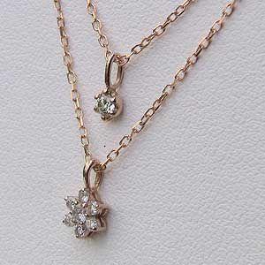 フラワー ダイヤモンド ペンダント ネックレス k18G ピンクゴールド 送料無料 ジュエリー カジュアル プレゼント ギフト ご褒美 自分買い puの画像