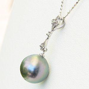 真珠 パール ペンダントトップ タヒチ黒蝶真珠 10mm ライトグリーン系 k18 ホワイトゴールド 送料無料 プレゼント ギフト ご褒美 自分買い pu_1