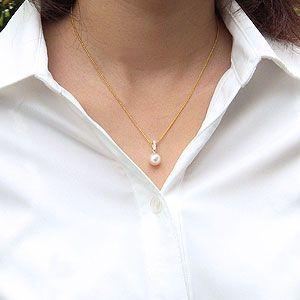 真珠パール 6月誕生石 ペンダントトップ あこや本真珠 直径8.5mm ダイヤモンド 0.14ct k18 ゴールド 送料無料 プレゼント ギフト ご褒美 自分買い puの画像