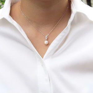 パール ネックレス ペンダント 真珠 パール シルバーネックレス キュービックジルコニア 人気 プレゼント ギフト ご褒美 自分買い puの画像