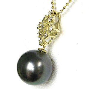 非常に高い品質 真珠 パール ペンダントトップ タヒチ黒蝶真珠 