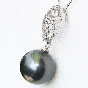 ペンダントトップ ダイヤ ネックレスペンダント 黒真珠パール k18 ホワイトゴールドネックレス ダイヤモンド プレゼント ギフト ご褒美 自分買い pu_2