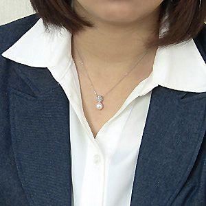 6月誕生石 ペンダントトップ ダイヤ ネックレスペンダント あこや真珠パール ホワイトゴールドネックレス ダイヤモンド プレゼント ギフト 自分買い puの画像