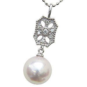 真珠 パール トップ ダイヤ ネックレス あこや本真珠 pt900