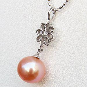 ネックレス ペンダントトップ 淡水パール 真珠 ダイヤモンド ホワイトゴールド ペンダント 人気 プレゼント ギフト ご褒美 自分買いの画像