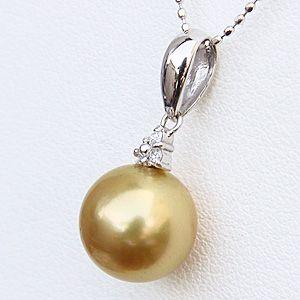ゴールデンパール 真珠 ペンダントトップ ネックレス k18 ホワイト 