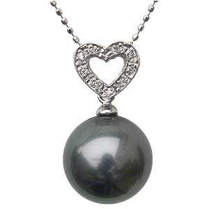 ペンダントトップ ダイヤ 黒真珠パール ホワイトゴールド ネックレスペンダント ハート ダイヤモンド プレゼント ギフト ご褒美 自分買い p