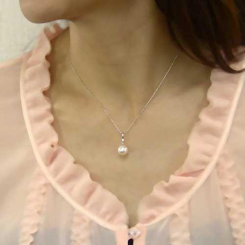 ペンダントトップ ダイヤ あこや真珠 k18 ホワイトゴールド ネックレスペンダント ダイヤモンド 人気 プレゼント ギフト ご褒美 自分買い puの画像